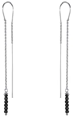 Produktbild von Materia Damen Ohrringe Durchzieher - 925 Silber Ohrhänger lang - Edelstein schwarz blau rot mit Geschenk-Box SO-382