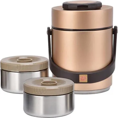 Image de Boîte à repas isotherme portable 1,5 L, grande capacité, pour le travail et les déplacements - Or