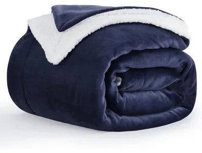 Productafbeelding van Sherpa fleece deken, blauw, 150x200 cm