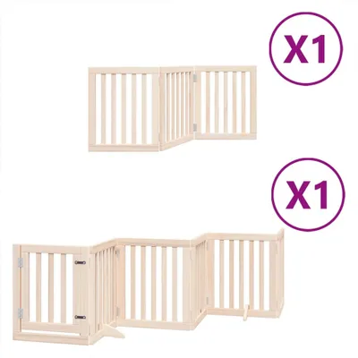 Immagine prodotto di Cancello per Cani con Porta Pieghevole 9 Pannelli 450 cm Pioppo