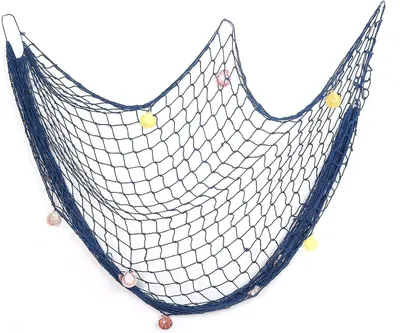Productafbeelding van Decoratienet - Katoen - Mediterraan - Handgemaakt - Blauw - Style Marine