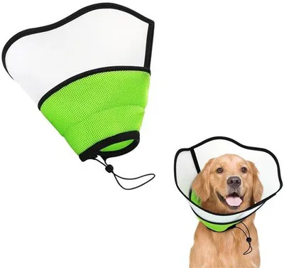 Produktbild von Halsband für Hunde, verstellbarer Schutz gegen Bisse, nach Operation geeignet - Grün