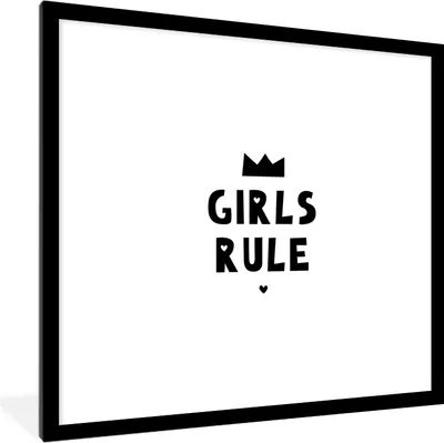 Produktbild von MuchoWow® Gerahmtes Poster Zitate - Kinder - Mädchen - Mädchen regieren - Sprichwörter 40x40 cm - Poster mit Schwarzem Bilderrahmen Wandposter Rahmen Foto Bilder - Poster - Plakat im Rahmen