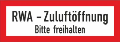 Produktbild von Schild Aufkleber RWA Zuluftöffnung Rauchabzug