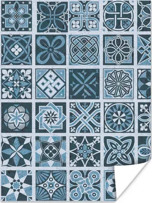 Produktbild von MuchoWow® Poster Blumen - Blau - Muster - Figuren 120x160 cm - Wandbilder