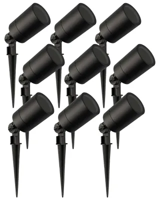 Produktbild von Ledvion 9er Set Gartenstrahler mit Erdspieß IP65 GU10 ohne Leuchtmittel