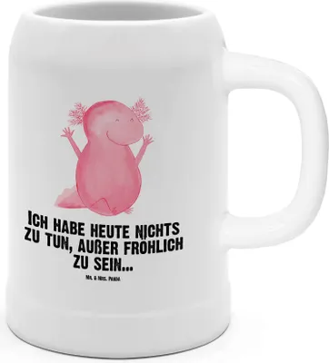 Produktbild von Mr. & Mrs. Panda Krug Axolotl Hurra - Weiß - Geschenk, Humpen, Fröhlich, Steingutkrug, Seidel, Bier, Tonkrug, Spaß, Lurch