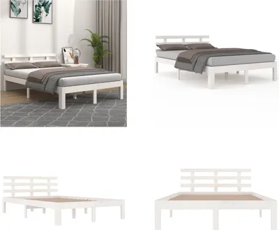 Produktbild von vidaXL Massivholzbett Weiß 140x200 cm - Bettrahmen - Bettgestell - Bett - Holzbettrahmen