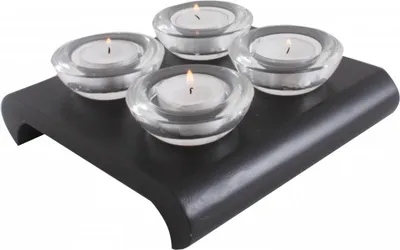 Produktbild von Kerzenhalter 4 Teelichter im Glas Holzplatte Adventskranz Gesteck Kerzenleuchter Teelichthalter