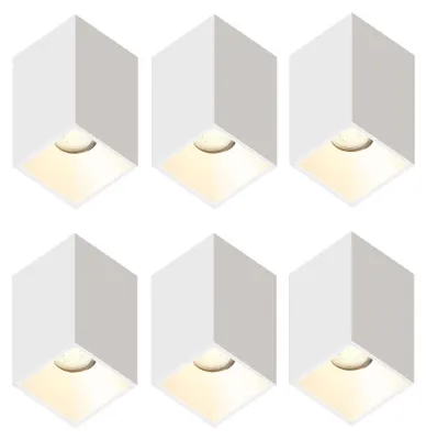 Produktbild von Ledvion 6er Set LED Aufbauspot Weiss Quadratisch 3W Warmweiss dimmbar