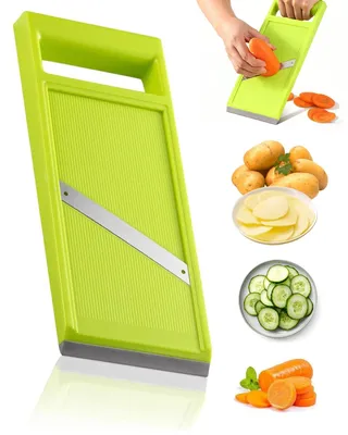 Productafbeelding van Groentensnijder, roestvrij staal. Groenterecorder, mandolinesnijder met ergonomische handgreep. Komkommersnijder, keukenrechter. Geschikt voor aardappelen, kaas, uien, groenten