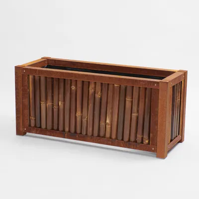 Produktbild von BambusBASIS Hochbeet -H: 57cm x B: 67cm x T: 67cm, Corten, Bambus dunkel