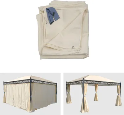 Immagine prodotto di set di 4 pareti laterali per pergola Cadiz, parete laterale di ricambio per padiglione 4x3m, poliestere ~ crema