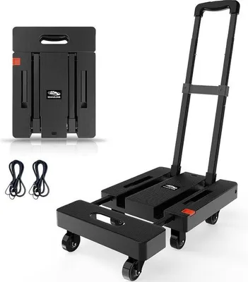 Produktbild von Famanu Handwagen 230 kg tragbare Dolly - Umzugs- und Gepäckwagen mit 6 Rädern - Schwarz