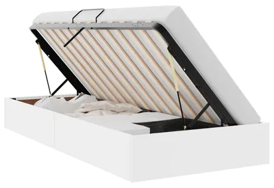 Obrázek produktu pro vidaXL Rám postele s úložným prostorem, čistě bílá barva, 90 x 200 cm, umělá kůže