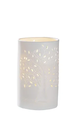 Obrázek produktu pro GILDE Stolní lampa, motiv stromu života, porcelán, bílá, , d. 12 cm, š. 12 cm, v. 20 cm 34919