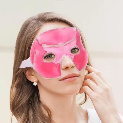 Productafbeelding van Koelende oogmasker, gemaakt van comfortabel materiaal, met opbergzakje. Koelende bril met hoogwaardige gel. Effectieve koeling voor het voorhoofd tot de wangen, ideaal bij migraine