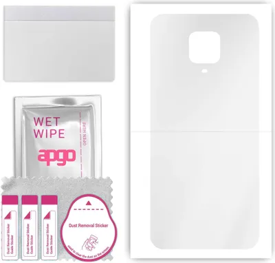 Produktbild von apgo Rückseite Schutzfolie, klar, kompatibel mit Xiaomi Redmi Note 9 Pro, Hinten Hydrogel-Displayschutzfolie mit Positionierhilfe, kratzfest, einfache Montage