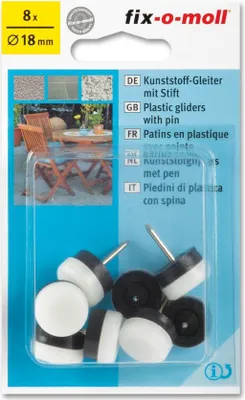 Produktbild von Kunststoffgleiter mit Stift rund 18mm weiß fix-o-moll
