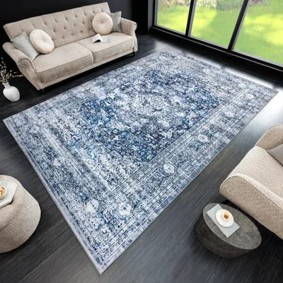 Produktbild von riess-ambiente XXL Teppich OLD MARRAKESCH 350x240cm grau blau Polyester Baumwolle Flachgewebe orientalisch Used Look