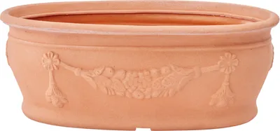 Produktbild von Garden Italia Ovale Fiorera Vasen mit Girlanden für Blumen ACOG 40 cm - Höhe 16 cm aus Impruneta farbigem Harz -  Italy - für den Innen- und Außenbereich - frostbeständig - leicht, S