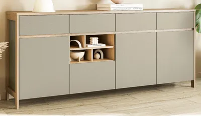 Produktbild von Sideboard "Finnes" in Salbei und Eiche Kommode skandinavisch 193 cm, Soft-Close