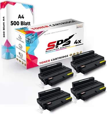 A product shot of toner cartridges and their packaging.