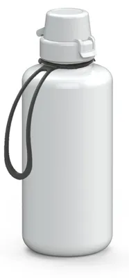 Obrázek produktu pro Láhev na pití "School" 1,0 l - Robustní láhev z materiálu Tritan pro děti i dospělé, včetně popruhu a praktického uzávěru – bílá/bílá