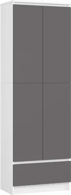 Obrázek produktu pro Dvoudveřová skříň se šuplíkem 60 cm VALESTRA - bílá / tmavě šedá