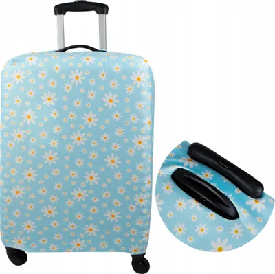 Produktbild von Sillar Kofferschutzhülle Größe M Blauer Mit Blumenmotiv – Schutzbezug für Reisekoffer 57–62 cm