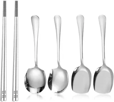 Produktbild von Unyqoos® 6er-Set Servierlöffel aus Edelstahl, lange ergonomische Griffe, spiegelpoliert, rostfrei, spülmaschinengeeignet, 22 x 6 cm