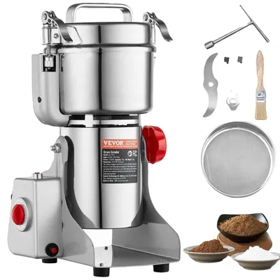 Image de VEVOR Moulin à céréales électrique de 750g, moulin à épices à grande vitesse de 2000 W, pulvérisateur en acier inoxydable, pour grains secs, épices, céréales, café, maïs, poivre, type pivotant