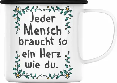 Produktbild von Trendation - Danke Emaille Tasse Geschenk Erzieherin Emaille Tasse Lustig Dankeschön Pflegerin Emaille Emaille Tasse Spruch (Schwarz)
