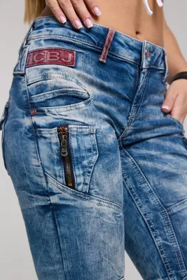 Produktbild von WD358 Damen bequeme Jeans mit modischen Ziernähten