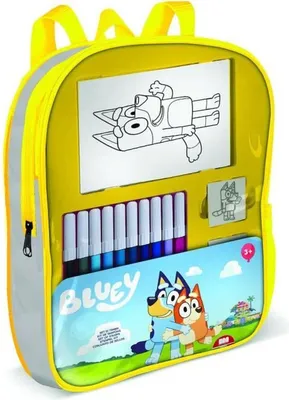 Obrázok produktu pre Modrý batoh s pečiatkami a fixkami