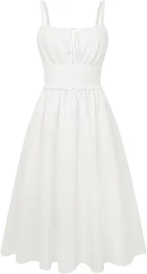 Imagen del producto de Vestido midi de corte recto y casual, con tirantes finos y cremallera
