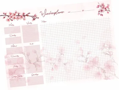 Produktbild von A3 Schreibtischunterlage Papier Kirschblüte – Wochenplaner & To-do-Liste | 50 Blatt