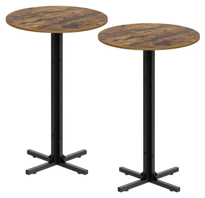 Image de Tables rondes de style industriel, hauteur 90 cm, lot de 2, avec pieds réglables, idéales pour les bars