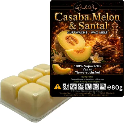 Produktbild von WonderWax Duftwachs Wax Melts für Duftlampe, 6 Würfel Duftmelt Wachsmelt Sojawachs Duftwachs Würfel für Raumdüfte, Wachs Duftöl Winter Indoor Schmelzen für Aromalampe Casaba Melon & Santal