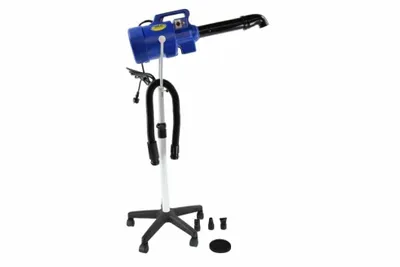 Produktbild von Standhaartrockner mit Wasserfunktion – Kombigerät, blau, 2200 Watt – Ständer mit Düse – Hundehaartrockner für Hundesalons – Für Hunde und Welpen