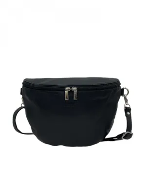 Produktbild von C7015 Cinino Bauchtasche Ledertasche mit abnehmbaren Lederriemen Schwarz