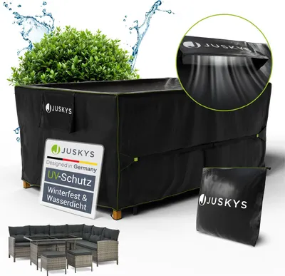 Produktbild von Juskys Gartenmöbel Abdeckplane CoverSafe Pro 180x120x75 cm - wasserdicht, UV-Schutz mit Lüftungsschlitz