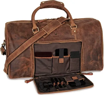 Produktbild von DONBOLSO Weekender Naples – Hochwertige Reisetasche Herren groß – Leder Reisetasche Braun – Handgepäck Ledertasche Größe XXL mit 51 Litern – Klassischer Donbolso Vintage Braun