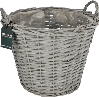 Obrázek produktu pro KOTARBAU® Květináč – proutěný koš, proutěný vrbový koš na květiny, průměr 38 cm, proutěný koš, vrbový květináč, obal na květináč, rustikální, šedý
