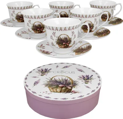 Image de DUO | Tasse à thé et soucoupe - Tasse à café - Lot de 6 - 250 ml - Porcelaine - Boîte cadeau