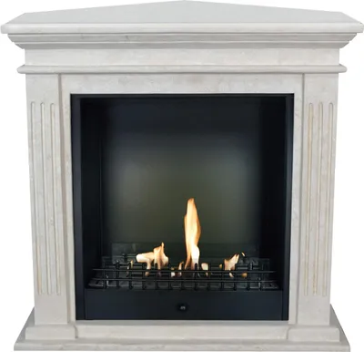 Produktbild von Xaralyn Ethanol-Kamin - Cadiz-Corner BCL - weiß Naturstein - 3 kW Heizung - Kaminsims inklusive Einbaukamin - Dekokamin - Eckkamin
