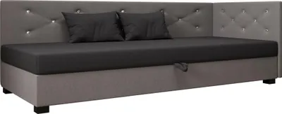 Produktbild von AURA SOFA  Boxspringbett  OLET PLUS 80x195 Komplett-Set mit Bonell Matratze, Polsterbett mit Bettkästen -  Grau/Dunkelgrau, SAWANA 21/05
