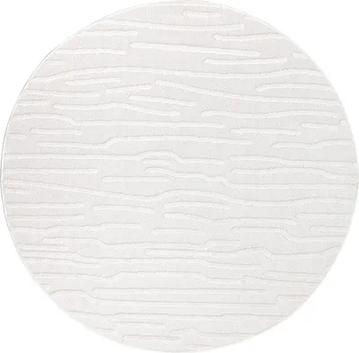 Produktbild von Teppich Outdoor Wetterfest - Rund 160 cm - für Balkon, Terrasse, Flur - Streifen-Muster in Creme