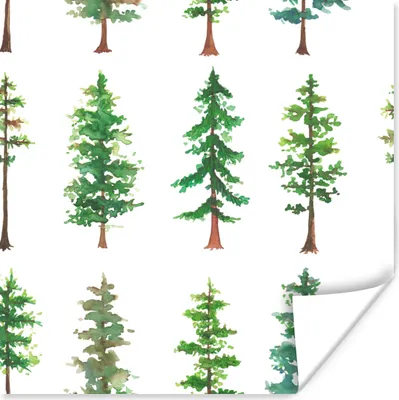 Produktbild von MuchoWow® Poster Aquarell - Baum - Muster 75x75 cm - Wand Dekoration