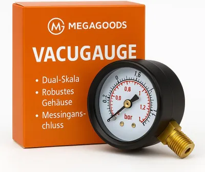 Zdjęcie produktu dla Manometr próżniowy 2" z podwójną skalą 1/4" NPT -30HG/0PS PL.